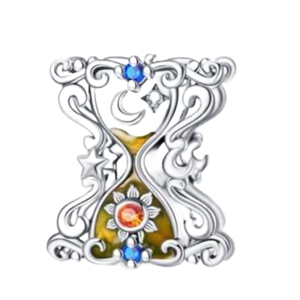 S925 Sterling Silver with Colorful Gems Hourglass Charm - NWT